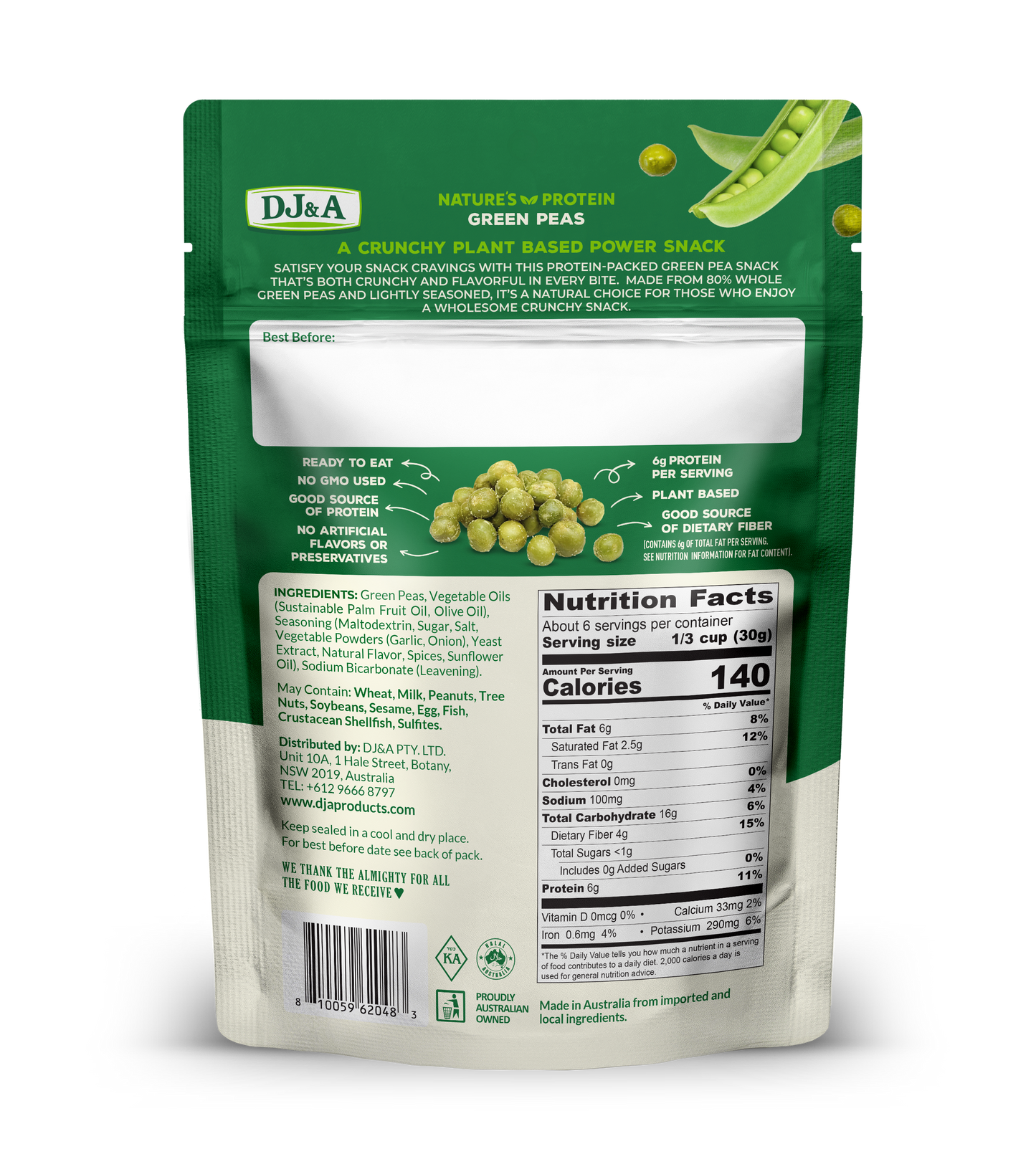 DJ&A Green Peas 6.17oz (175g) - 9 Pack