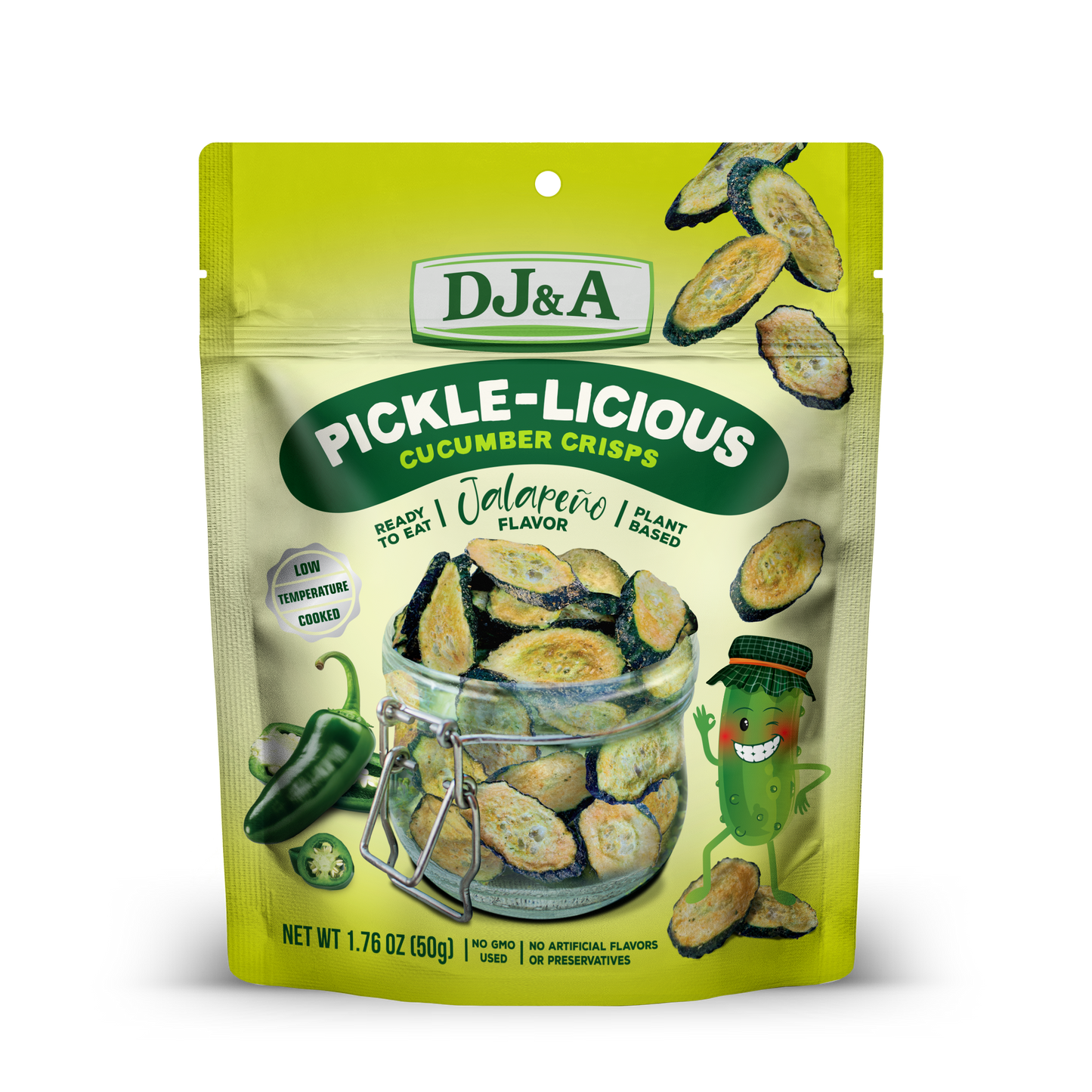 DJ&A Pickle-Licious Pickle Flavoured Cucumber Jalapeno 1.76oz (50g) - 9 Pack