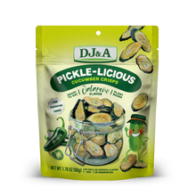 Load image into Gallery viewer, DJ&amp;A Pickle-Licious Pickle Flavoured Cucumber Jalapeno 1.76oz (50g) - 9 Pack
