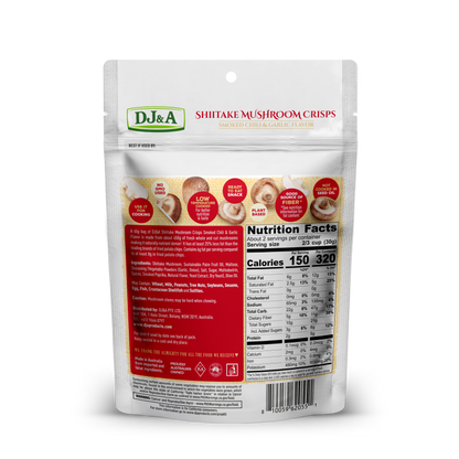 DJ&A Shiitake Mushroom Crisps Smoked Chilli & Garlic 2.29oz (65g) - 9 Pack