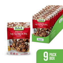 Load image into Gallery viewer, DJ&amp;A Shiitake Mushroom Crisps Smoked Chilli &amp; Garlic 2.29oz (65g) - 9 Pack
