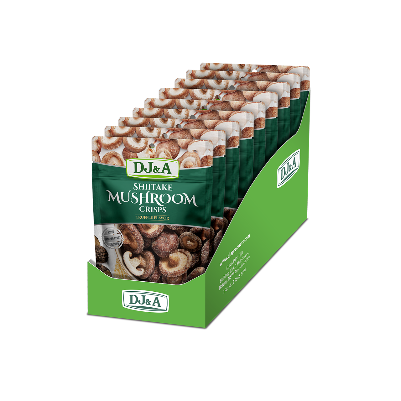 DJ&A Shiitake Mushroom Crisps Truffle Flavour 2.29oz (65g) - 9 Pack