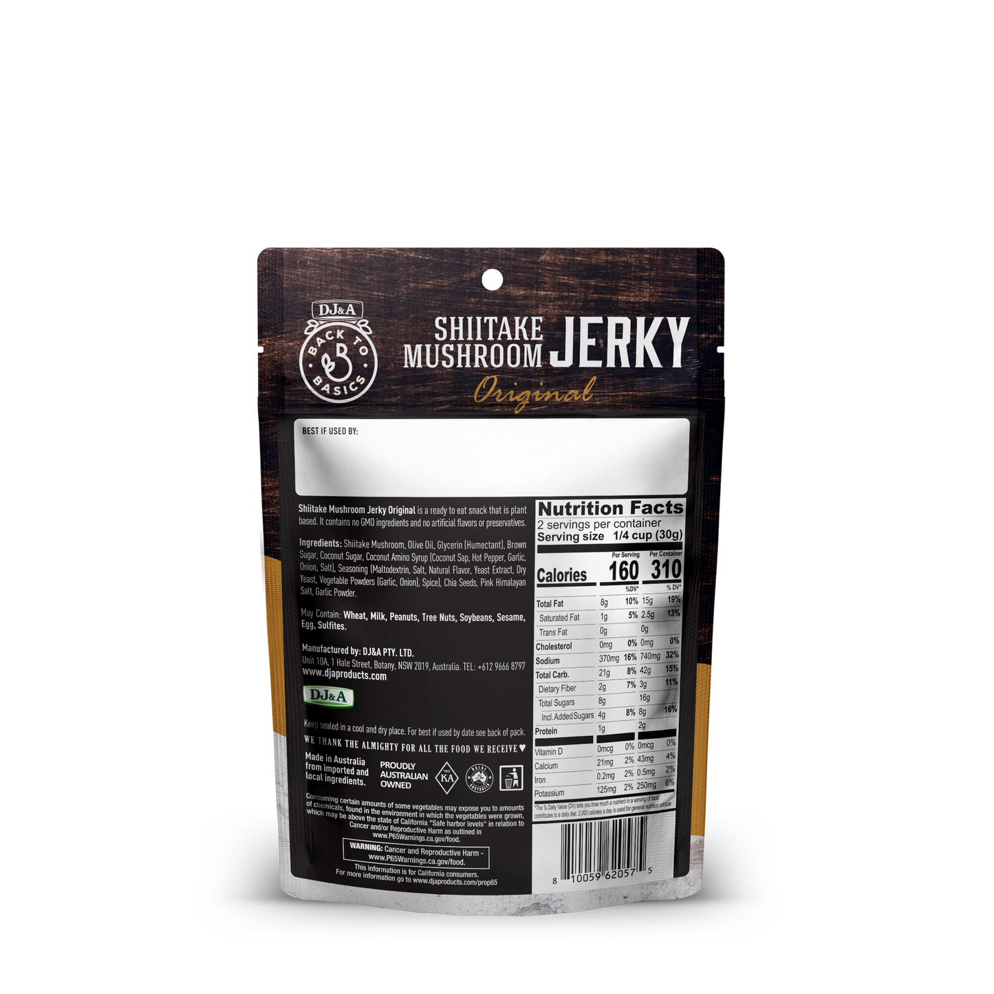 DJ&A Shiitake Jerky Original 2.11oz (60g) - 12 Pack