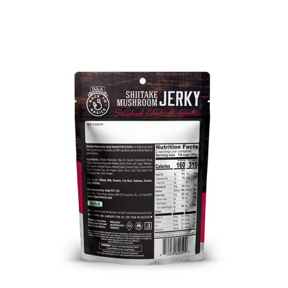 DJ&A Shiitake Jerky Smoked Chilli & Garlic 2.11oz (60g) - 12 Pack