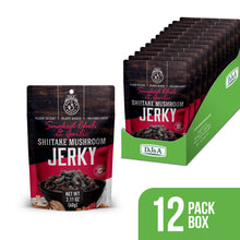 Load image into Gallery viewer, DJ&amp;A Shiitake Jerky Smoked Chilli &amp; Garlic 2.11oz (60g) - 12 Pack
