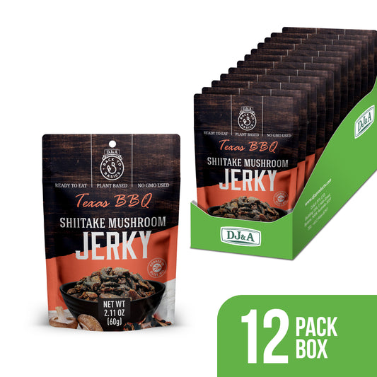 DJ&A Shiitake Jerky Texas BBQ 2.11oz (60g) - 12 Pack